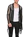 COOFANDY Men's Ruffle Shawl Collar Sleeveless Long Cardigan Vest (Large, Black(Long Sleeve net))