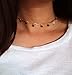 Women Sexy Sequins Choker Necklace Short Star Pendant Jewelry Chains (Gold color)