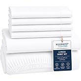 6 Piece Egyptian Cotton Sheets King Size, Deep Pocket King Sheet Set, White | 6 Piece Sheet Set with 4 Pillowcases, 16 Inch Deep Pocket, Breathable, Cooling, Luxury Sateen Weave Bed Sheets, Chemical Free