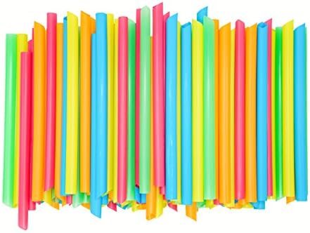 300 Extra Wide & Colorful Smoothie Straws for Thick Smoothies, Boba Tea & Milkshakes, Individually Wrapped & Disposable, 1/2" Inch Wide x 8 1/2" Inch Long, Thick Straws with Edge-Cut (Pack of 300)