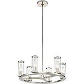 Alora Lighting Revolve 19" Chandelier | Polished Nickel Finish | Clear Glass Tubes | Transitional Classic Ceiling Light | Mad