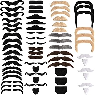 Longan Craft Fake Moustache 60 Pcs Self-Adhesive 20 Styles Kit