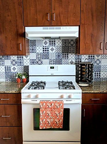 Wall Tape: Peel and Stick for Tile Backsplash, Self-Adhesive Wallpaper for Renters and Temporary Home Decor (Assorted Blue Tile)