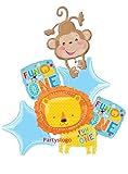 ONE WILD BOY 1ST BIRTHDAY BALLOONS BOUQUET DECORATIONS SUPPLIES FUN TO BE ONE LION MONKEY