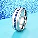 King Will GEM Men Women 8mm Titanium Engagement Ring Wedding Band Blue Simulated Sapphire Cubic Zirconia