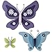 NoJo Beautiful Butterfly 3 Piece Wooden Butterflies Shaped Wall Decor, Purple/Aqua/Green