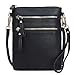 Solene Women's Faux Leather Organizer Multi Zipper Pockets Handbag With Detachable Wristlet Crossbody Bag-WU002(Black)