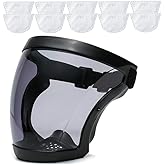 BFhongly Plastic Face Shield, Full Protective Safety Face Shield, Anti Fog Protection Equipment for Eye, Nose, Mouth, Reusable Face Shield with Adjustable band, High-Definition Grey