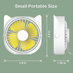 USB Desk Fans Small Quiet - Mini Cute Desktop Fan