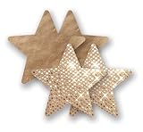 Nippies Gold Sequin Satin Star Waterproof Adhesive Nipple Cover Pasties 2 Pairs