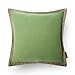 Phantoscope Farmhouse Solid Throw Decorative Pillow Cover Christmas Burlap Linen Pillow Cover Trimmed Tailored Edges Outdoor Pillow Green 18 x 18 inches, 45 x 45 cm