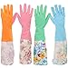 kilofly 2 Pairs Long Cuff Waterstop Dishwashing Cleaning Household Latex Gloves