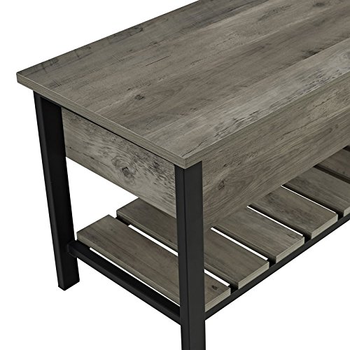 Pemberly Row Modern Farmhouse Entryway Bench Shoe Storage OpenTop