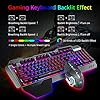 Gaming-Keyboard-and-Mouse-Combo-Gray-Alloy-Panel-Mechanical-feel-Wired-16-LED-RGB-Backlit-USB-Keyboard-with-Wrist-Rest-Phone-Holder-for-PC-Gamers-Xbox-PS4-3200DPI-LED-Breathing-Backlit-Mouse Wired Gaming Keyboard and Mouse Combo Set, Gray Alloy Panel, 16 LED RGB Backlit with Removable Wrist Rest, 26 Keys Anti…