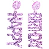Funny Acrylic Happy Birthday Dangle Earrings Creative Sparkly Birthday Cake Drop Earrings Glitter Birthday Party Jewelry Gift for Women Girls