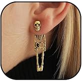 Halloween Skeleton Earrings for Women Gothic Skull Drop Dangle Earrings Gold Silver Retro Pirate Skull Ghost Earrings Halloween Cosplay Party Jewelry Accessories