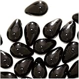 Czech Glass Beads 9mm Teardrops Jet Black (50)