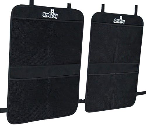 Kick Mats Plus 2 Extra Large Organizer Pockets - Deluxe Backseat Protector As Seat Covers for Car, SUV, Minivan or Truck - Vehicle Back Seats Kids Safety Accessories - Universal Automotive Protectors