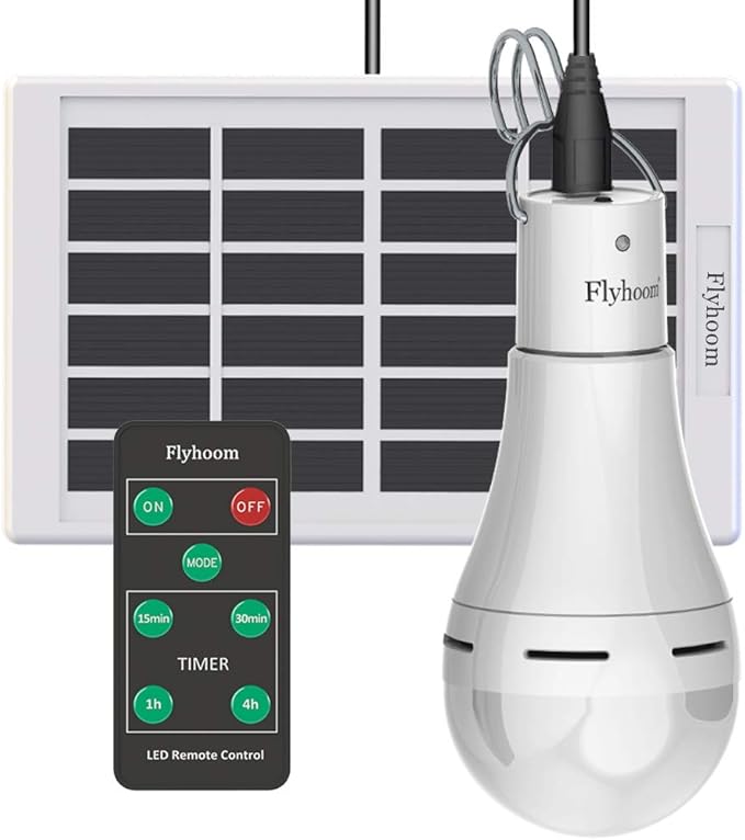 Solar Light Bulb 100W Power Shed LED Lamp Rechargeable Remote Portable Hanging