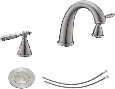 Kingo Home Zf Bathroom Faucet 02 Brushed Nickel With Sink Drain