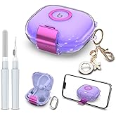 Clear Cover for Powerbeats Pro 2 Case with Secure Lock & Phone Stand, Soft TPU Protective Cover Compatible with Beats Powerbeats Pro 2 Earbuds Accessories with Fashion Keychain for Women, Clear Purple
