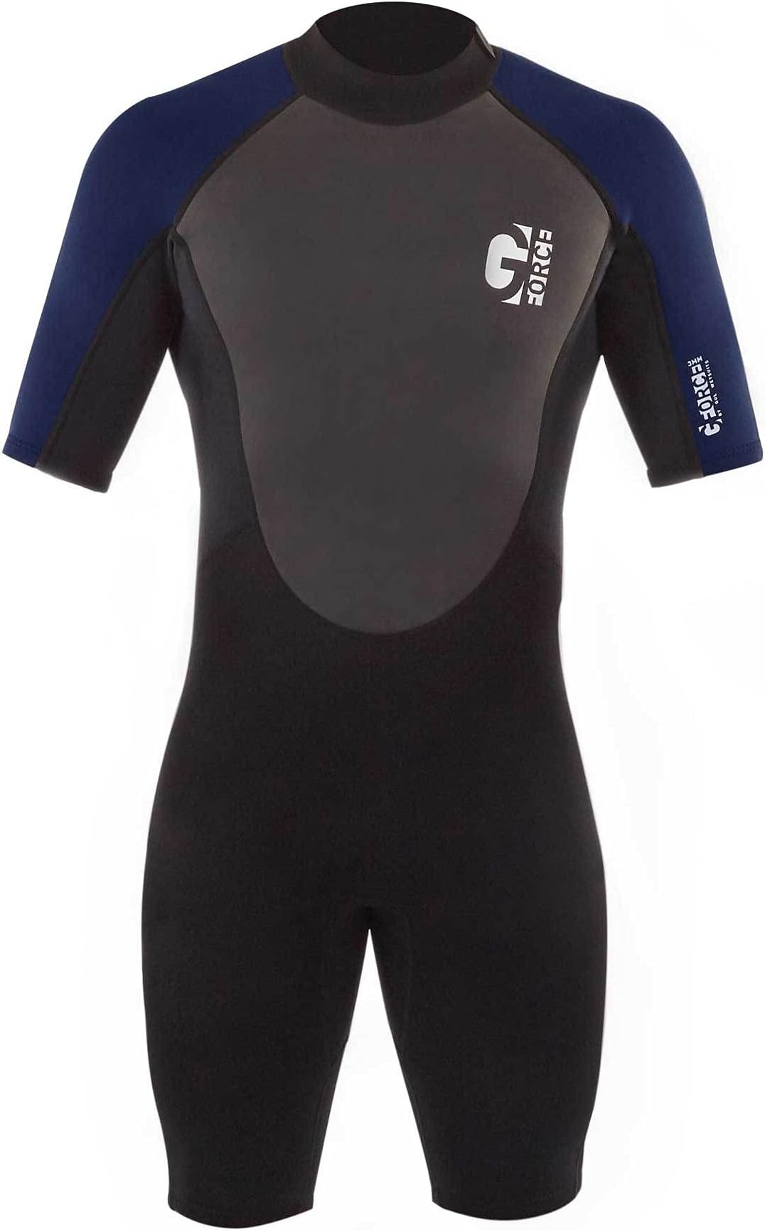 GulMens G-Force 3mm Back Zip Shorty Wetsuit - Black Navy - Easy Stretch - 80% D-Flex panels for durability