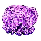 Waterproof Women Shower Caps Bath Cap VANORIG Cute Double Layer Satin Lined Shower Cap for Women ,Pack of 1 (Purple Heart)