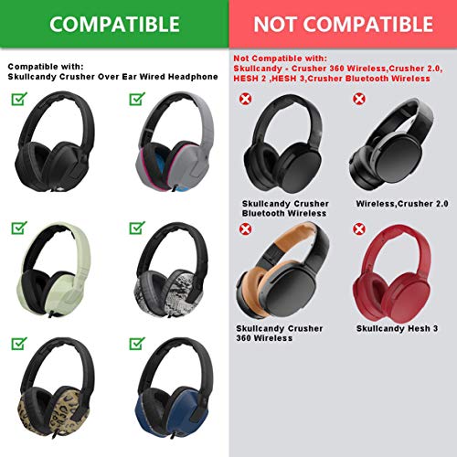 Defean 1 Pairs Black Ear Pads Cushion with Tape for Skullcandy Crusher Over Ear Wired Built-in Amplifier and Mic Headphone