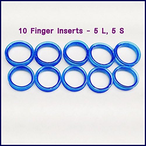 10 Blue Barber Hair Shears Scissors Finger Rings Grips Inserts 5 Sets- 5 Large + 5 Small, Soft Rubber Ring Sizer
