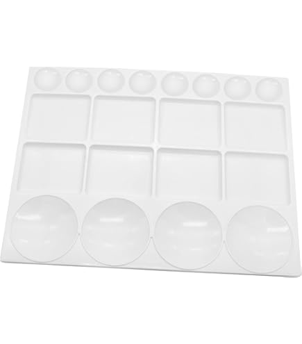 Cretty-Meet 3-Pack Round Paint Palette, Plastic, White, 6.2 Inch With 10 Wells 1 Central Reservoir - View #3