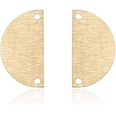 20pcs Adabele Brushed Raw Brass 21mm Half Round Semicircle Pendant Drop 2-Hole Connectors Earring Findings Unplated/Uncoated for DIY Craft Jewelry Making CF-A9