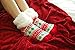 Pudus Christmas Grey Cozy Winter Slipper Socks for Women and Men with Non-Slip Grippers and Faux Fur Sherpa Fleece - Adult Regular Fuzzy Socks