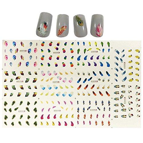 Allydrew Feather Water Slide Nail Art Decals Water Transfer Nail Decals (11 Designs/224 Nail Decals)