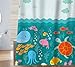 Sunlit Lovely Cartoon Sea Creatures Fabric Shower Curtain for Kids, Whale Turtle and Fish Bathroom Decor Curtain for Girls and Boys