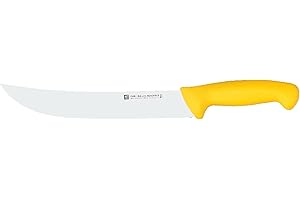 ZWILLING Twin Master 9.5" Scimitar Steak Knife | 57 Rockwell Hardness | Ergonomic Non-Slip Synthetic Resin Yellow Handles wit