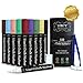 HBCY Creations Liquid Chalk Markers Set -10 Pastel Colored Non-Toxic Erasable Chalkboard Markers -for Chalk Boards, Glass, Labels & Windows! 5 Extra Chisel & Bullet Tips, Tweezers & Chalk Pen Holder!