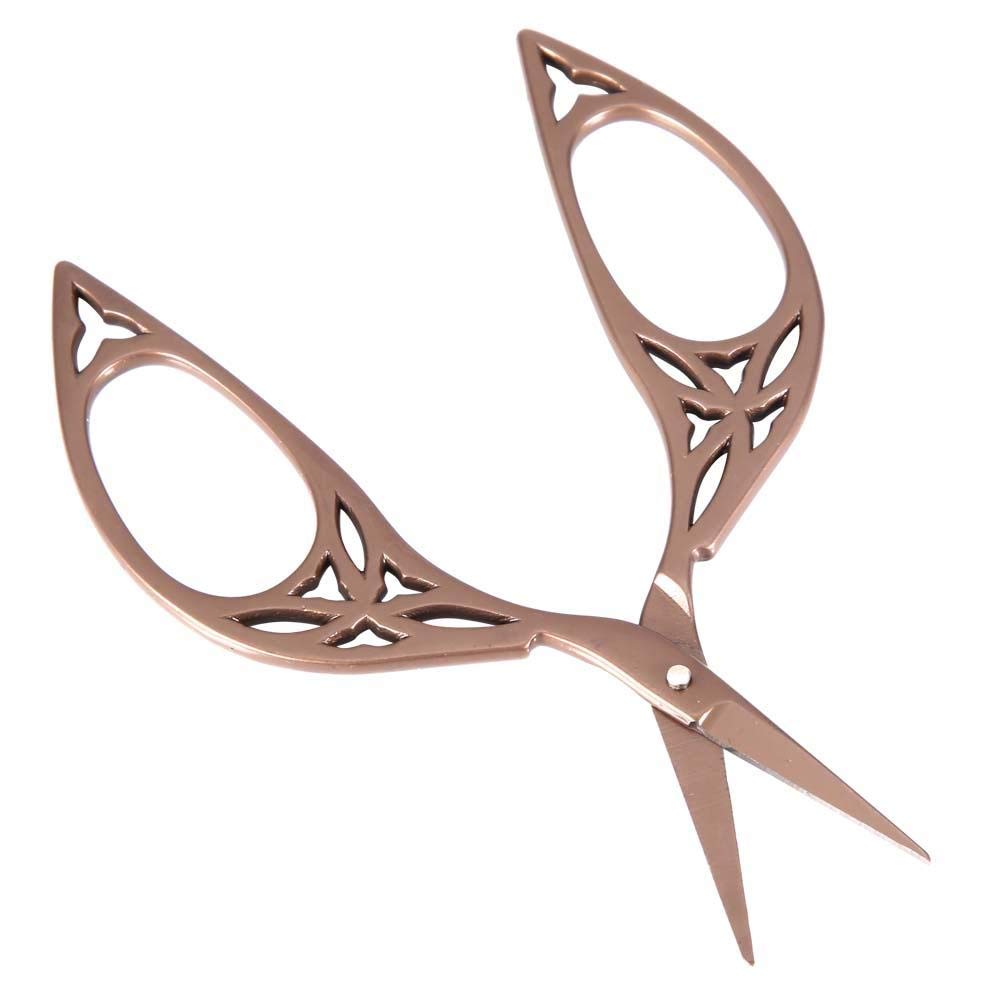 Embroidery Scissors Vintage Leaf Shape Scissors Stainless Steel Household Needlework Scissors Handicraft Cutting Paper(Brown)