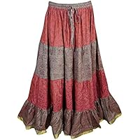 Mogul Womens Maxi Skirts Bellydance Recycled Vintage Sari Gypsy Tiered Long Skirts