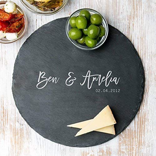 Personalized Slate or Wood Chopping Board/Personalized Charcuterie Board/Large Cheese Board Round/Personalized Housewarming Gifts/Engraved Kitchen Gifts