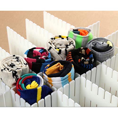 ShineMe Drawer Organizer 24pcs DIY Plastic Drawer Dividers Household Storage ShineMe Thickening Housing Spacer Sub-Grid Finishing Shelves for Home Tidy Closet Stationary Makeup Socks Organizer (White)