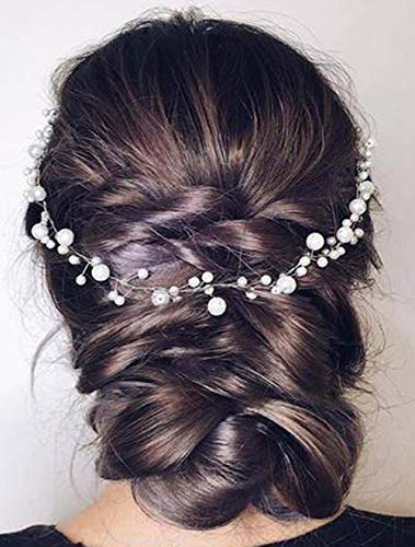 Deniferymakeup Bridal Hair Vine Pearl Hair Piece Babys Breath Hair