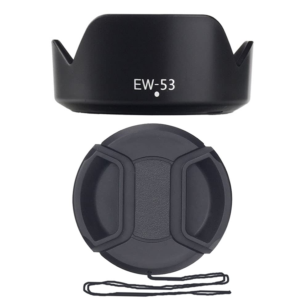 49mm Front Lens Cap and EW-53 Hood for Canon M50 M100 M6 with EF-M 15-45mm is STM๏ผEF-S 35mm f/2.8 is STM Lens Replace Canon EW-53 Hood(1 Cap+1 Hood)