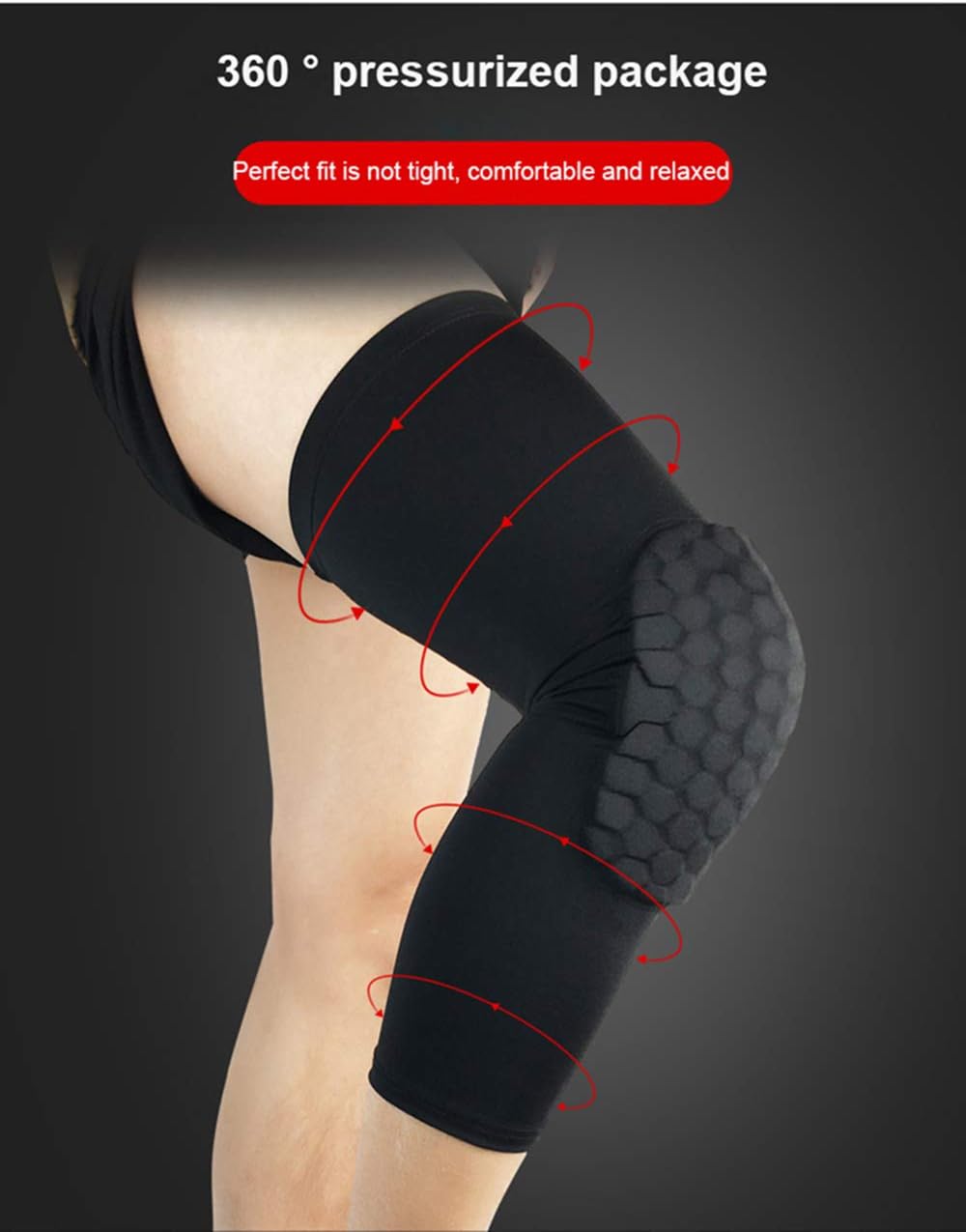 PISIQI Knee Compression Pads Long Leg Sleeve Brace Protection for Basketball, Football & Volleyball (2 Sleeves) : Clothing