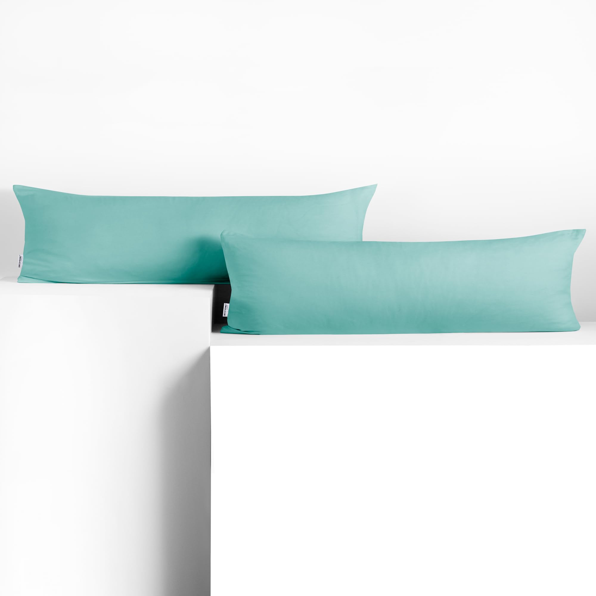 DecoKing 2 x Pillowcases 20 x 120 cm Jersey Cotton Zip Light Turquoise Amber