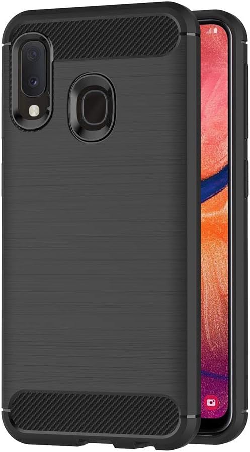 AICEK Compatible for Samsung Galaxy A20e Case, Black Silicone Cover for Samsung A20e Bumper Covers for Galaxy A20e Black Carbon Fiber Case (5.8 inch)