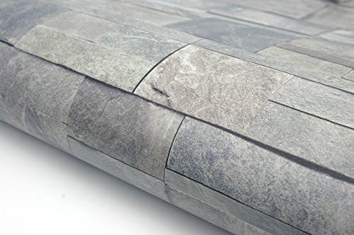 Stacked Stone Brick Interior Film Self Adhesive Peel-Stick Removable Wallpaper 6.5ft (HBS476)