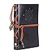 EvZ Leather Writing Journal Notebook, 7 Inches Vintage Nautical Spiral Blank String Diary Notepad Sketchbook Travel to Write in, Unlined Paper, Retro Pendants, Classic Embossed, Black