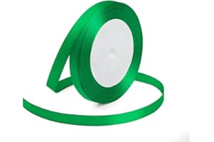 KMER LIFE Green Ribbon 3/8 Inches x 25 Yards Satin Ribbons Perfect for Halloween, Wreath, Corset, Floral, Floral Arrangement, Christmas, Wedding Party Decoration, Bow Making & Other Projects