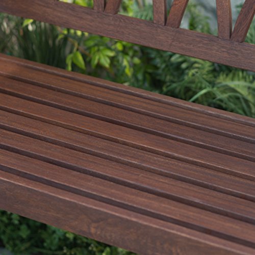 Classically Curved 4 ft. Porch Swing Crafted From Eucalyptus Wood In Dark Brown Weather Resistant Finish