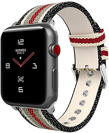 VIWIV Apple Watch Strap For Iwatch4/3/2/1 Strap 2018 Bauge Leather Canvas Wristband